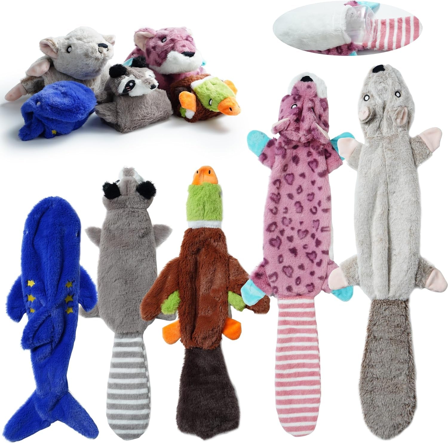 Dog Squeaky Toys, 5 PCS Crinkle Plush Dog Toys, No Stuffing Dog Toys for Small Medium Large Dogs, Stuffless Puppy Toys for Boredom